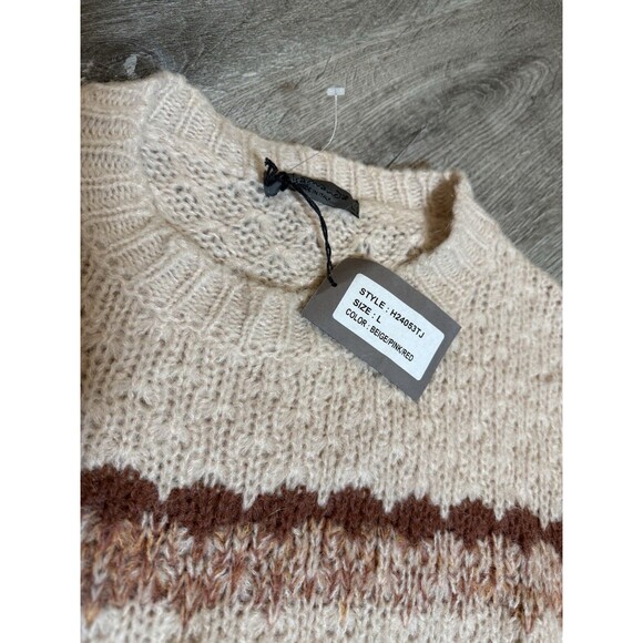 Elsamanda Anthropologie Sweater Women Alpaca Wool Mohair Chunky Stripe NWT Large - Picture 3 of 8
